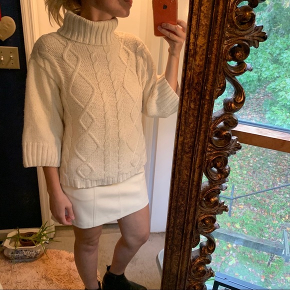 Zara Cable Knit Turtleneck boxy crop sweater Med - Picture 12 of 16
